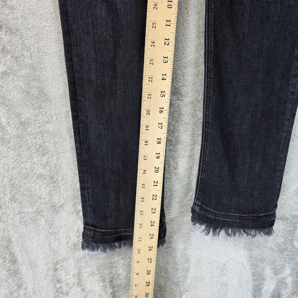 Rag & Bone Jeans Womens 28 Black Cropped Frayed Hem Slim Straight Stretch - Picture 4 of 12